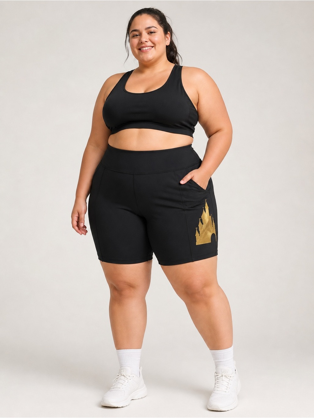 4/60$ Plus High-Rise Black Disney Parks Biker Shorts